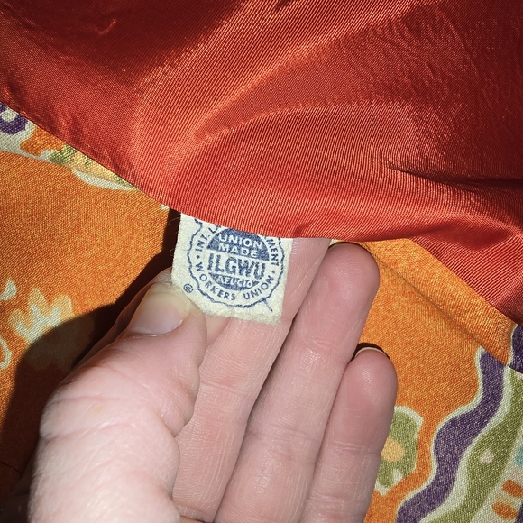 Vintage Silk Orange Purple Floral Coat Jacket - Picture 12 of 13